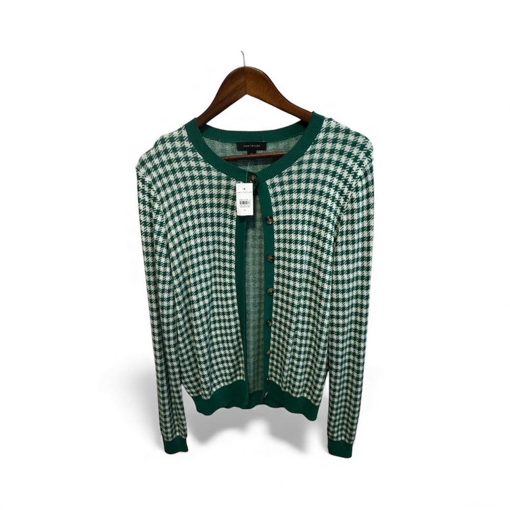 NWT Ann Taylor Houndstooth Cardigan Size M